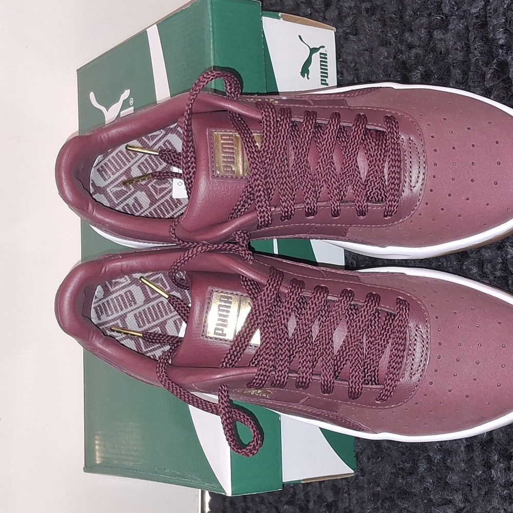 Puma Red and Brown Sneakers with Suede Finish